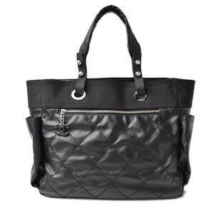 Chanel Boston Bag Nylon Canvas Quilted Black Shoulder Bag